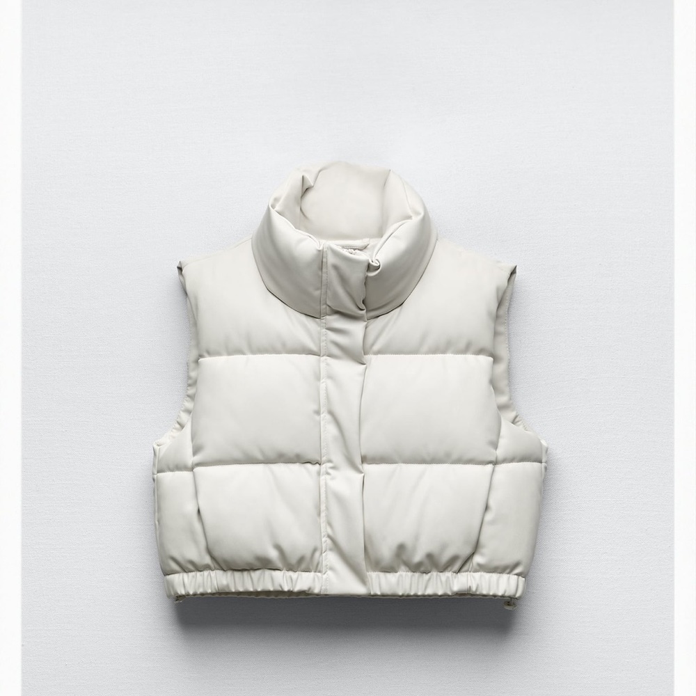ZARA faux leather puffer vest